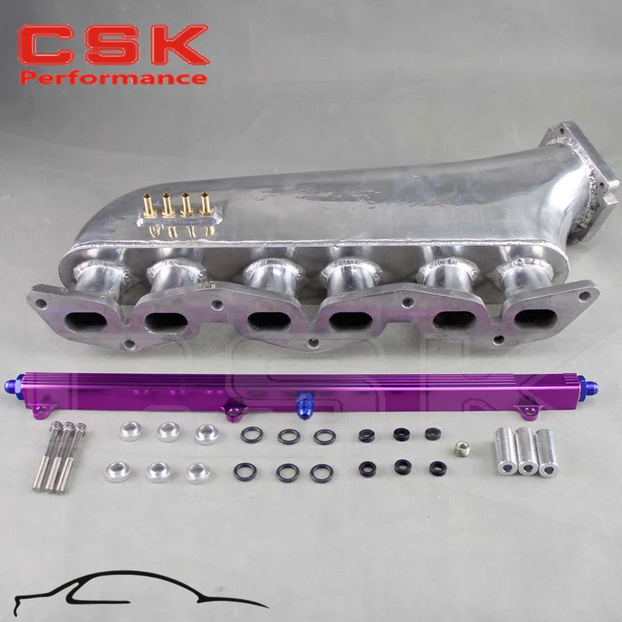 

For Toyota Supra 1JZ 1JZGTE polished Intake Manifold + BLUE / PURPLE / BLACK top feed fuel rail