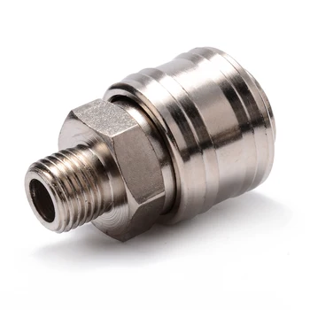 

2pcs Silver Air Line Hose Compressor Connector Euro Female Quick Release Fitting with 1/4 BSP Male Thread