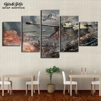 

Wall Art HD Print Home Decor 5 Pieces War Thunder Game Landscape Abstract Canvas Paintings Modular Posters Frame Picture Artwork