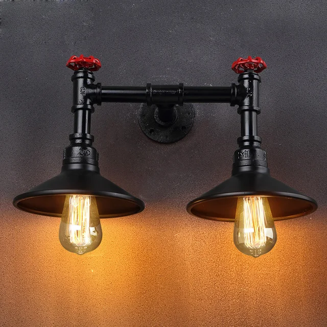Rustic Style Vintage Industrial Wall Light Lamp1 2 Heads Metal Lamp Shade Black Rustic Style Vintage Industrial Wall Light Lamp1 2 Heads Metal Lamp Shade Black
