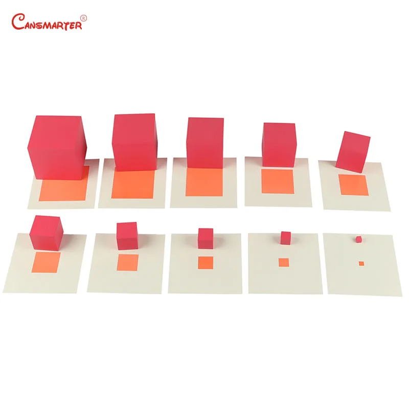 Sensory Games Block Toys Pink Towers Home Plaing Training Math Toys Pink Towers Blocks Cubes for Children 3-6 Years ToySE003-JZ4