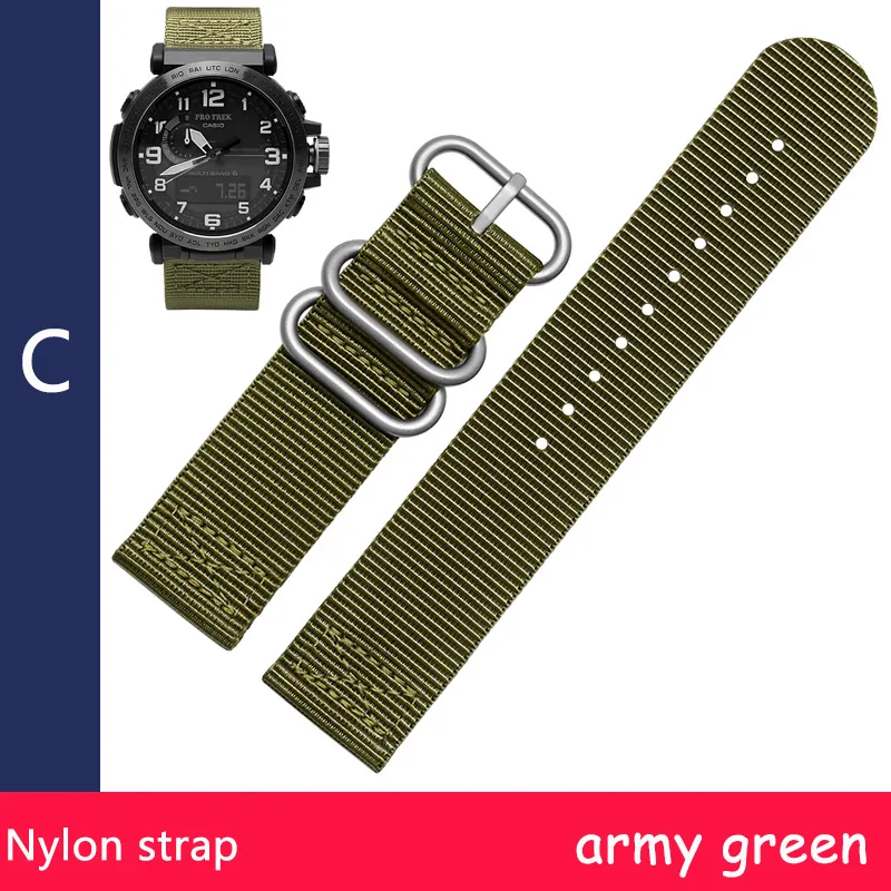 Высококачественный ремешок для часов CASIO PRG-600YBE-5 PRW-6600 мужские часы нейлоновый ремешок резиновый браслет - Цвет ремешка: army green C