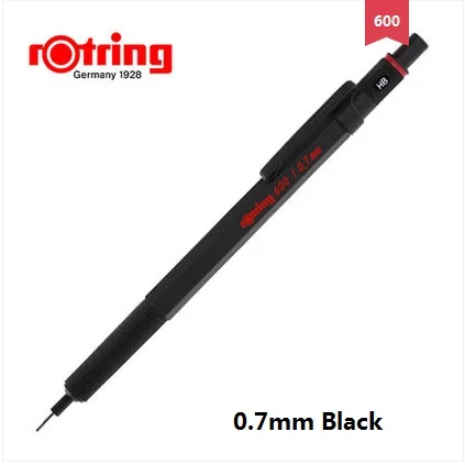 Rotring 600 0,5 мм/0,7 мм механический карандаш серебристый/черный металлический автоматический карандаш Канцелярский дизайн ручка для рисования - Цвет: 0.7mm  black