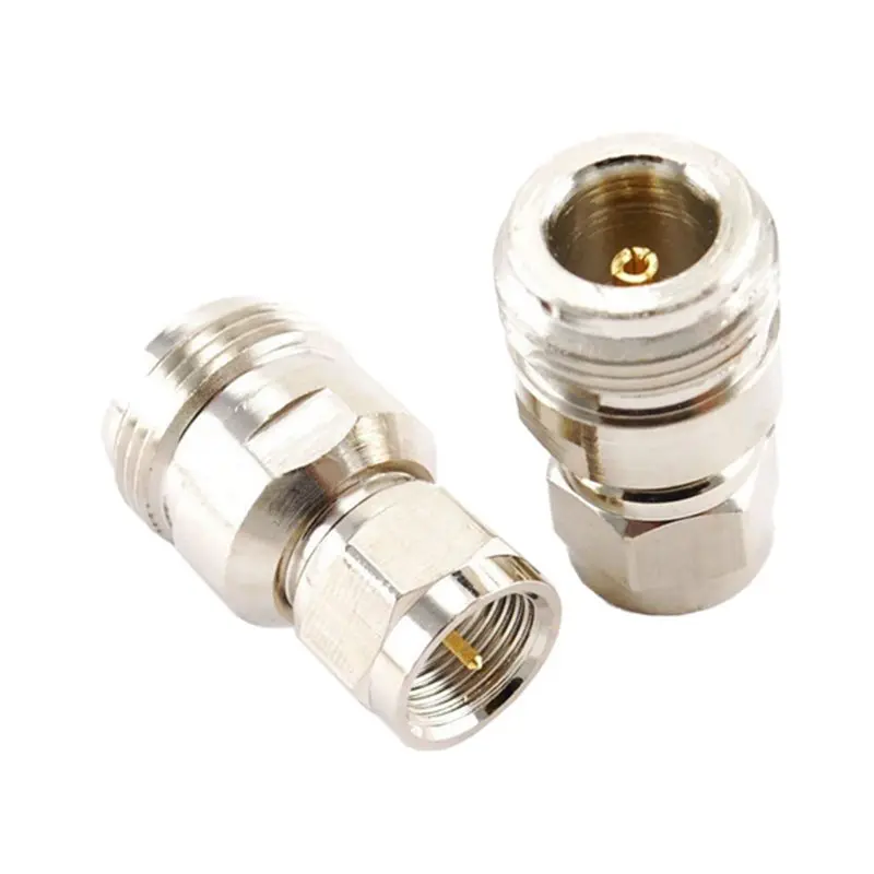 

2-PACK N-Connector Female Jack to F-Type Male Plug Antenna RF Adapter,silver