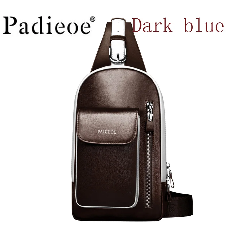 

New 2017 leather men's shoulder bag casual chest bag shoulder bag fashion brown blue black
