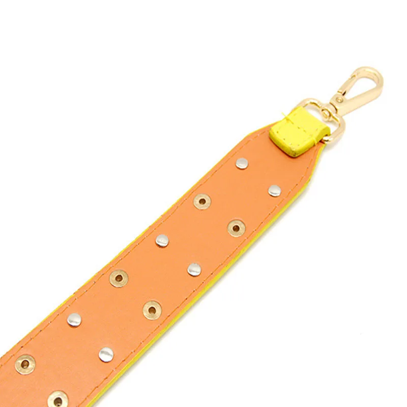 100x3.7cm Fashion PU Leather Lady's Handbag Shoulder Strap Solid Bright Color Rivets Decor Chain Bag Belts Accessory for Womens