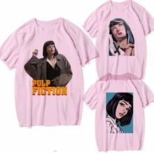 Фильм Миа Уоллес целлюлозная фантастика Aesthtic Футболка мужская Квентин Тарантино летняя вапорволна Футболка мужская футболка для мужчин и женщин футболка