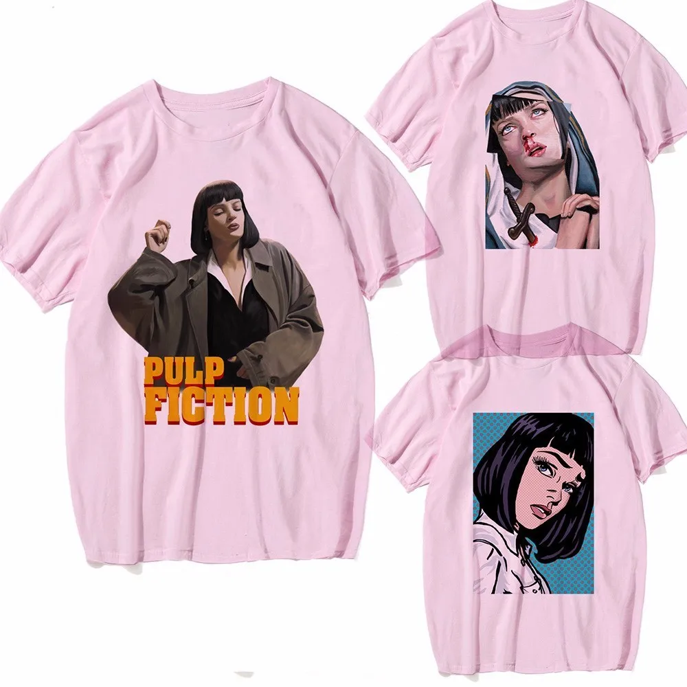 

Movie Mia Wallace Pulp Fiction Aesthtic T Shirt Men Quentin Tarantino Summer Vaporwave Tshirt Male Tee Men Women T-shirt