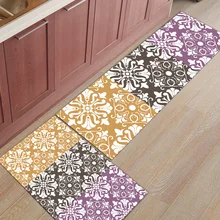 2 шт. кухонные подстилки И КОВРИКИ НАБОР современный классический европейский узор этнический коричневый черный фиолетовый домашний декор Нескользящая область бегун