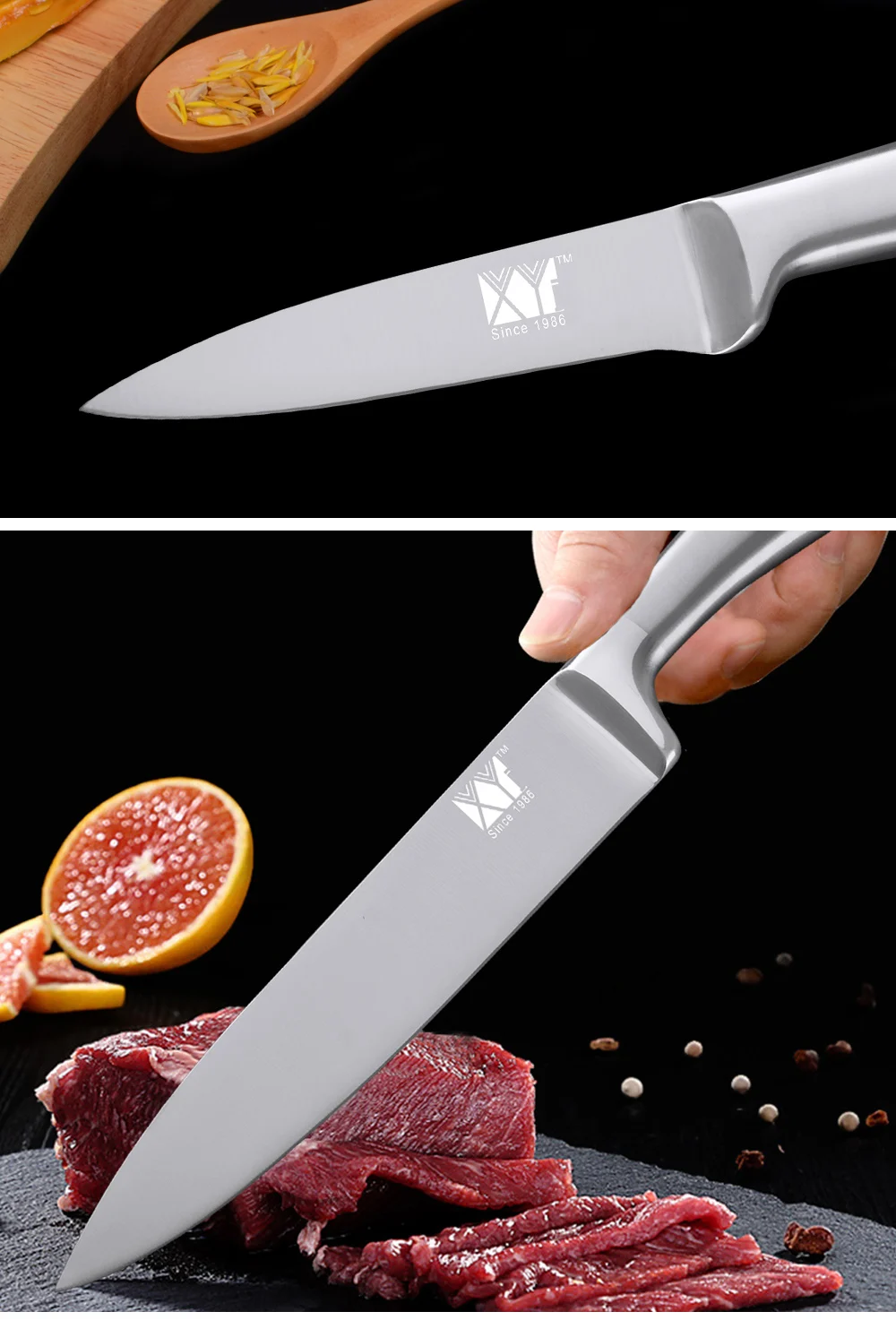 XYj кухонные ножи для приготовления пищи, нож для очистки овощей, Santoku, шеф-повара, ножи из нержавеющей стали для нарезки хлеба, фруктового мяса, кухонные инструменты, аксессуары