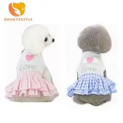 Детское платье собака хлопок юбка любовь плед Весна Лето Новая любовь юбка для маленьких средних собак Тедди Qi Huanhuan DOGGYZSTYLE
