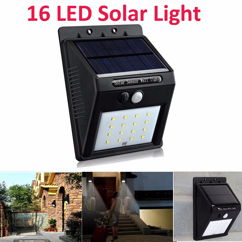 Buy 2PCS 16 LEDs Outdoor Solar Power Panel Wall Lamp