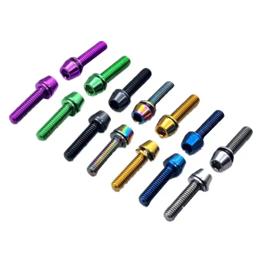 10pcs M5 X16//18//20mm Titanium Screw Tapered Head Bolts with Gaskets Grey gold BK