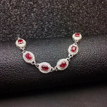 

Fashion round Diana Natural red ruby Bracelet Natural gemstone Bracelet 925 silver bracelet woman wedding party gift jewelry