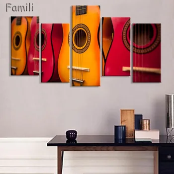 

HD Printed 5 Piece Canvas Art Classical Guitar Painting Music Instrument Wall Pictures for Living Room Free Shipping