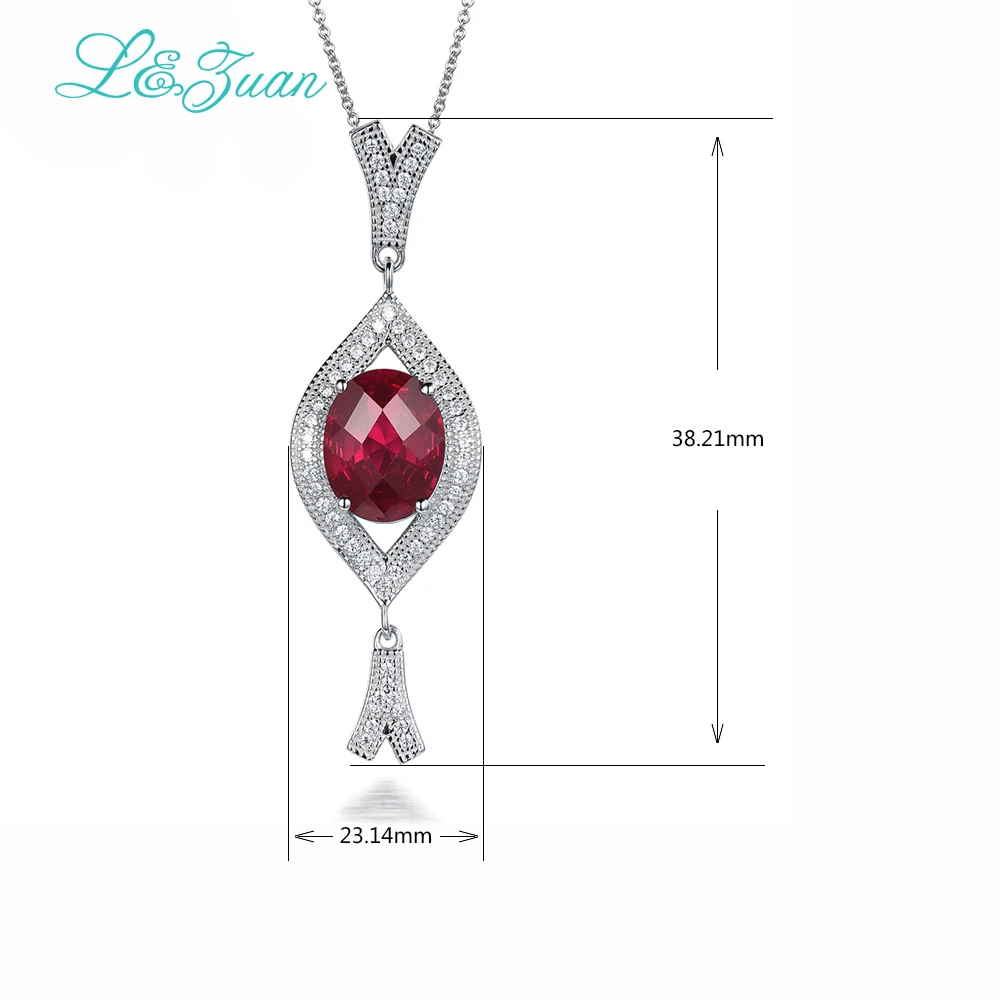 L& zuan S925 стерлингового серебра Цепочки и ожерелья с 5.26ct Красный Камень Роскошный кулон ювелирные украшения для Для женщин Рождественский подарок
