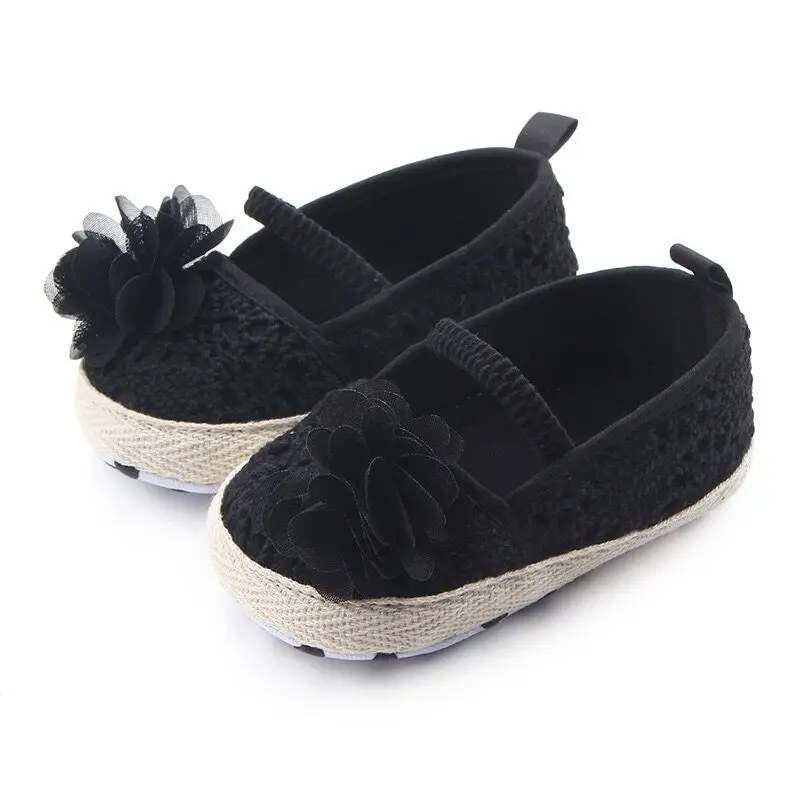 Детская обувь; весенние сандалии для малыша с мягкой подошвой и цветочным узором - Цвет: hei