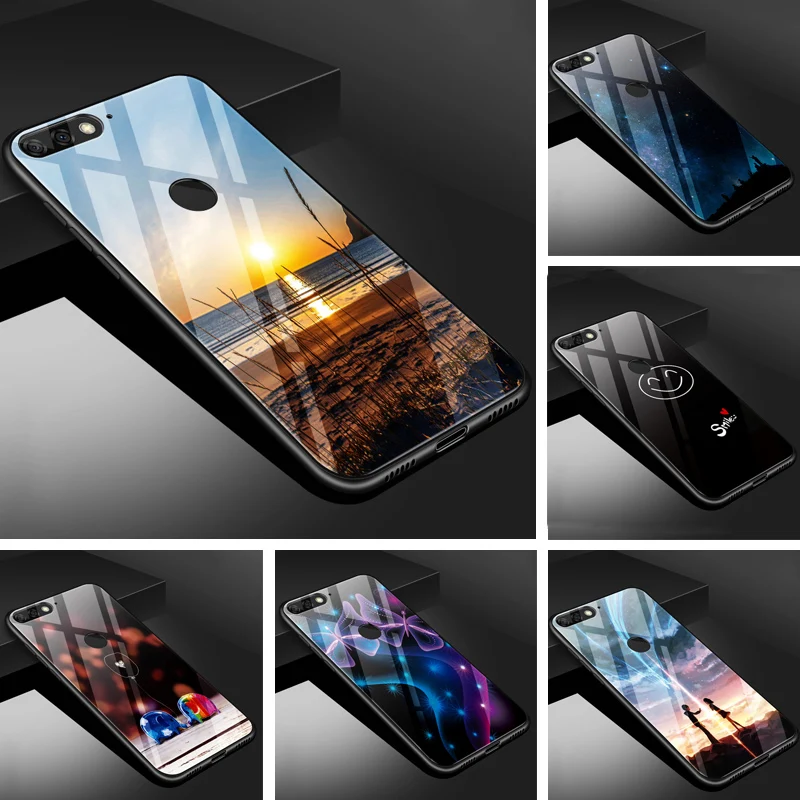 

For Huawei Honor 7C Case 5.7" Tempered Glass Phone Case Black TPU Bumper Cover for Huawei Honor 7C AUM-L41 Honor 7 C Honor7C C7