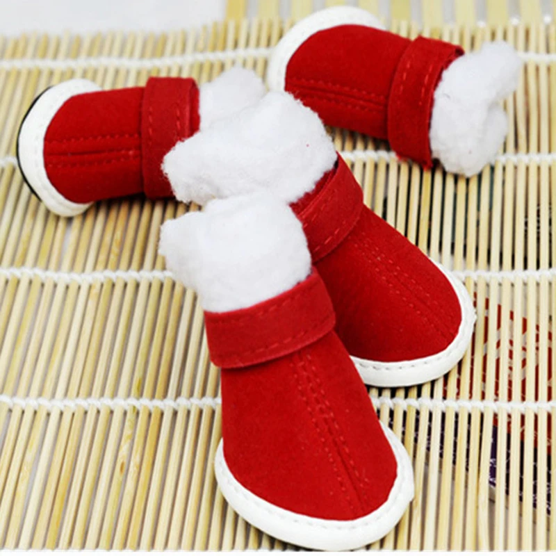 

2016 Dog Winter Section Of cotton Shoes Suede + Cotton + Velvet Thickening Pet Shoes Red Teddy Shoes Size 5 Yards Optional