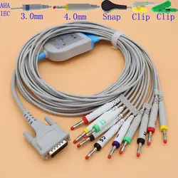 DB15 контакты ЭКГ 10 приводит кабель и электрод leadwire для Mortara ELI 150 и ELI 250 монитор, 3,0 din/4,0 банан/snap/clip