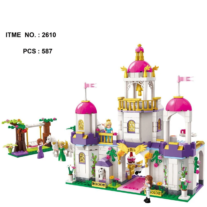 

2018 New Fairy Tale Princess Leah Birthday Party Building Block Horse Prince Figures Castle Bricks Model Toys for Girls Gifts
