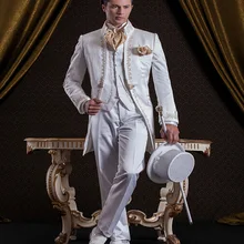 Сшитые на заказ белые мужские костюмы с вышивкой для ужина и выпускного вечера смокинги друзей жениха свадебный Блейзер Костюмы(пиджак+ брюки+ жилет