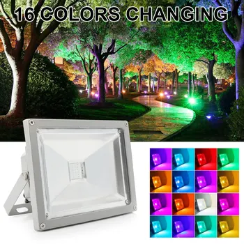 

RGB LED Lamp Floodlight 30W 20W 10W with Remote Controller LED Flood Light Spotlight Waterproof Outdoor Wall Lamp Projector