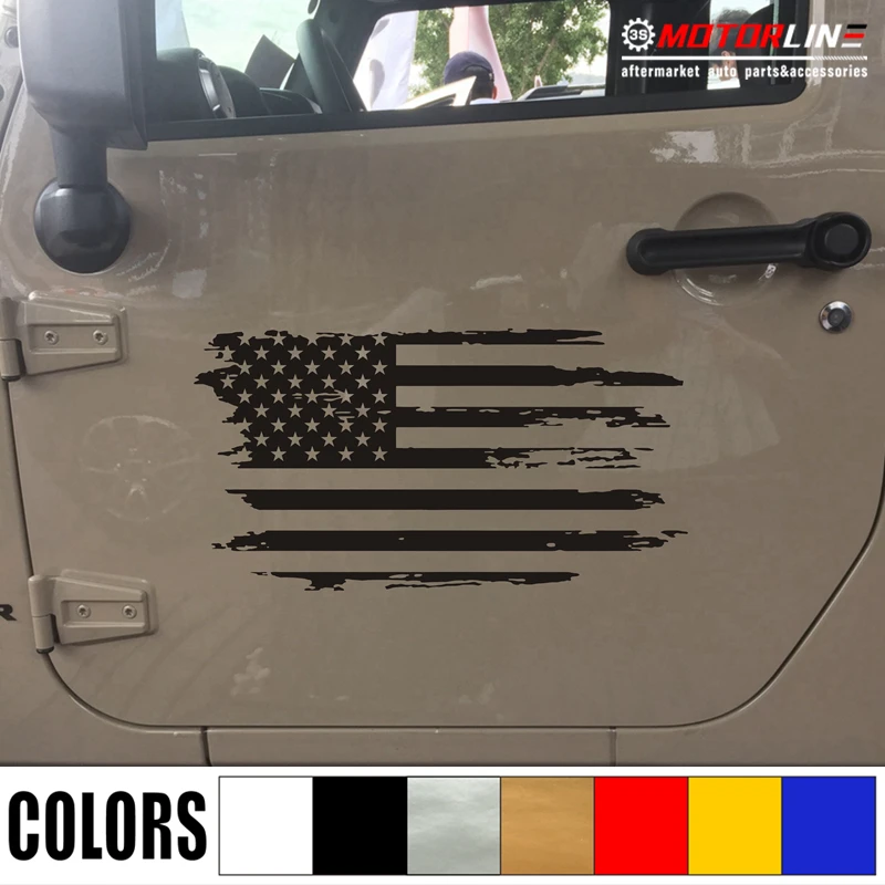 

USA American Flag Decal Sticker Car Vinyl pick size color no bkgrd distressed c