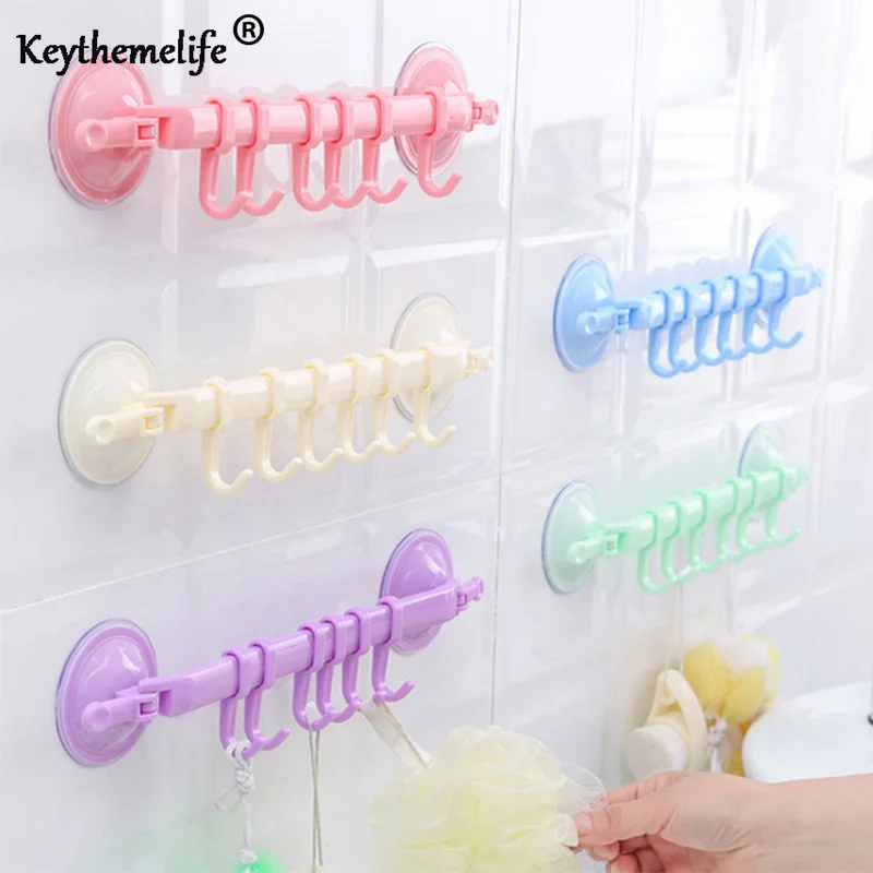 

1pcs Powerful suction cup 6 with locking hooks Kitchen/Bathroom/Bedroom/Living room Super Weigh Hook up Hooks & Rails CA