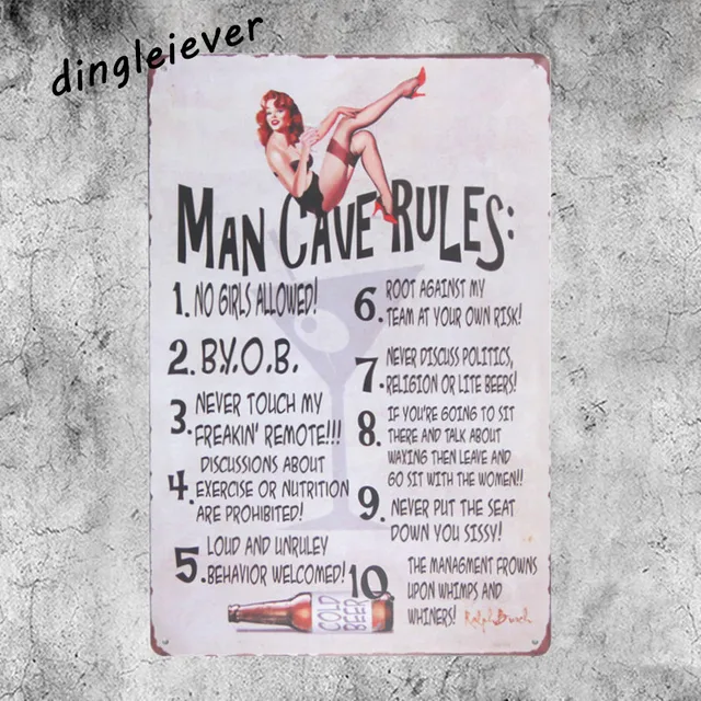 man cave rules classic metal sign pin up poster house plaques coffee flyers man cave signs