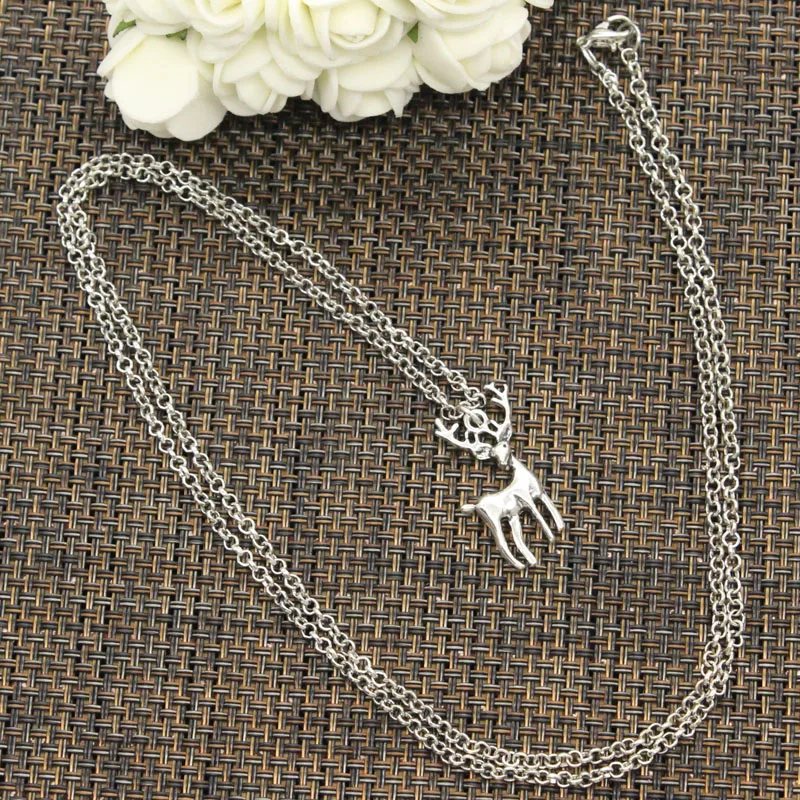 New Fashion Tibetan Silver Pendant Christmas deer sika Choker Charm Short Long DIY Necklace Factory Price Handmade jewelry