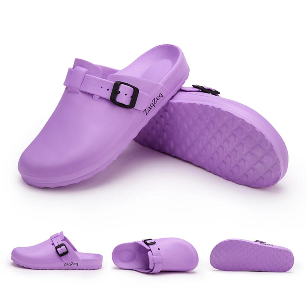 Мужская и женская обувь шеф-повара; дышащая нескользящая обувь для работы на кухне; летняя Больничная обувь для медсестры; медицинская обувь; повседневная обувь - Цвет: Фиолетовый