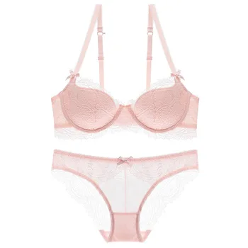 

New sexy lace small chest half cup thin section temptation underwear adjustment lingerle cross beauty back bra set