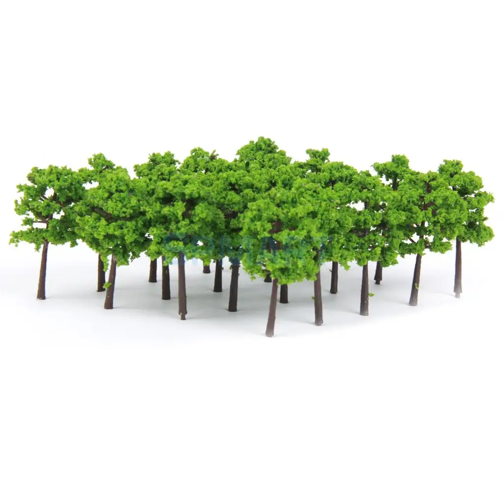 

New Arrivals 2015 Plastic Model Trees Train Railroad Scenery 1:250 40pcs Green