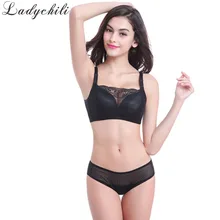 Ladychili Для женщин Нижнее бельё 70 75 80 85 90ab чашки густой пены бесшовные Провода комфорт бюстгальтер и Трусики для женщин комплект Кружево обёрточная бумага бюстгальтер DD10