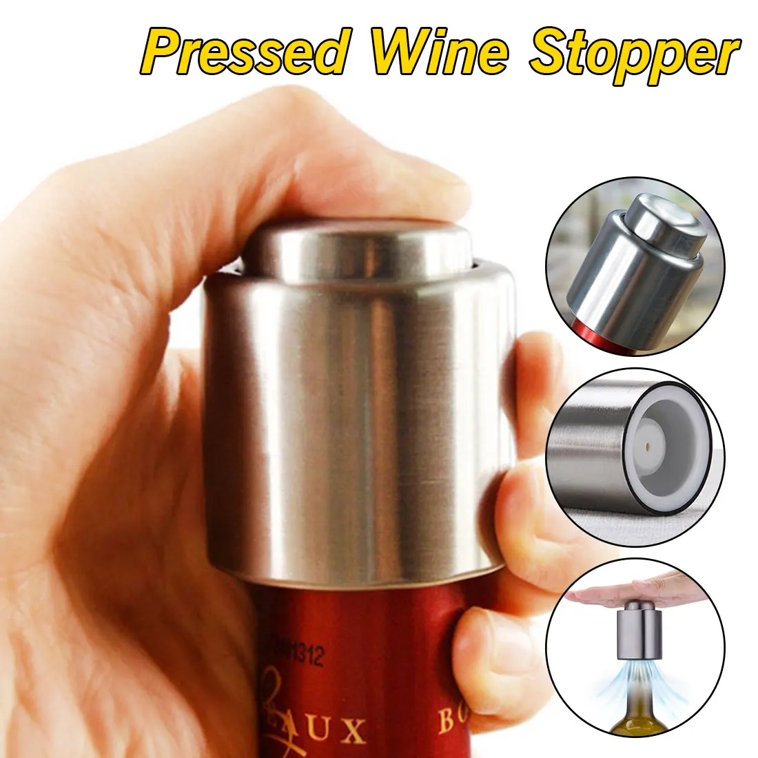 

Wine Bottle Stopper Stainless Steel Vacuum Red Wine Cap Sealer Fresh Keeper Bar Tools Kitchen Bar Accessories
