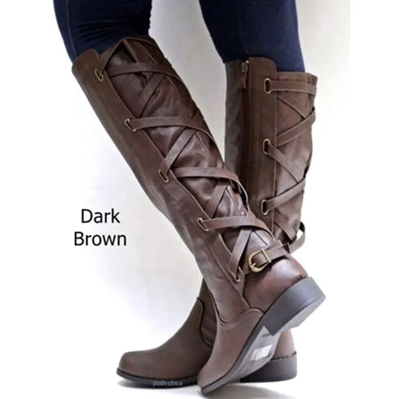 DORATASIA/Новые модные однотонные туфли на широком каблуке средней высоты с ремешком и пряжкой женские повседневные Демисезонные ботинки до середины икры Большие размеры 35-43