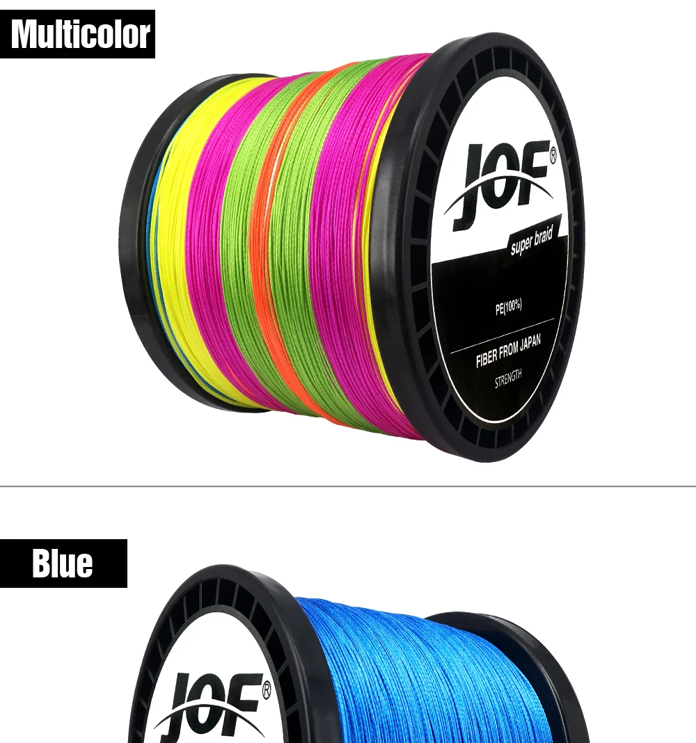 2019NEW JOF 1000 м 8 нитей 22-88LB Новый PE плетеный рыболовный провод Multifilament супер сильная леска Япония разноцветный