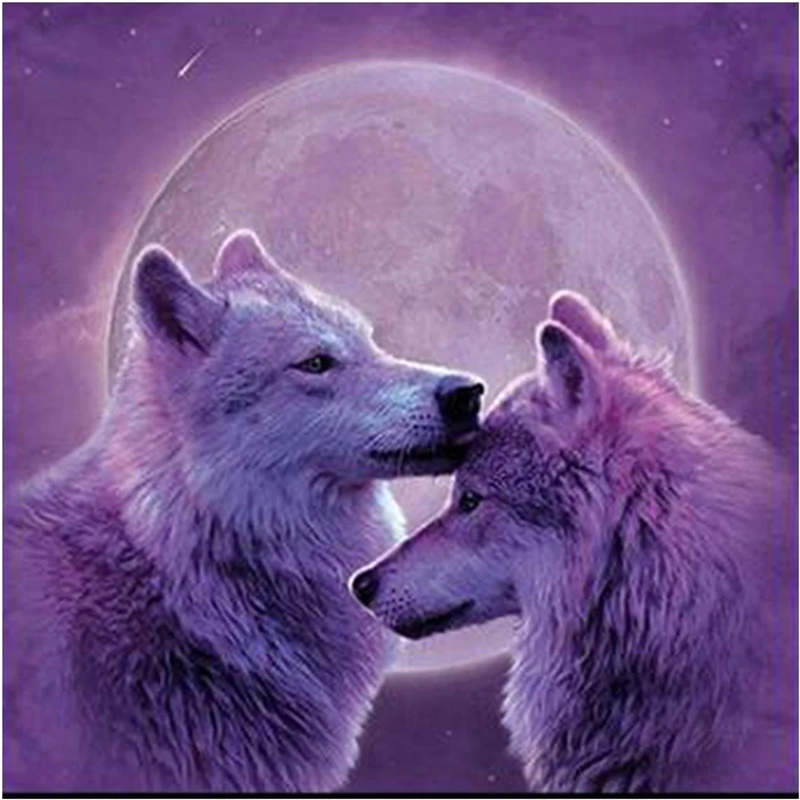 Needlework Diy Diamond Painting Cross Stitch Purple moon wolf Rhinestone Diamond Embroidery Patchwork Mosaic home decor