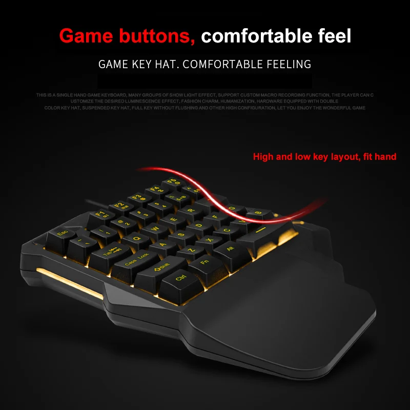 

Professional 7 Colors LED Backlight 35 Keys Single Hand Keyboard USB Wired Gaming Keyboard XXM8