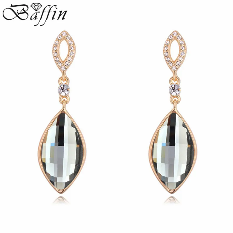 Fashion Hanging Earrings Gold Color Pendant Earrings Piercing Made with Genuine Czech Crystal