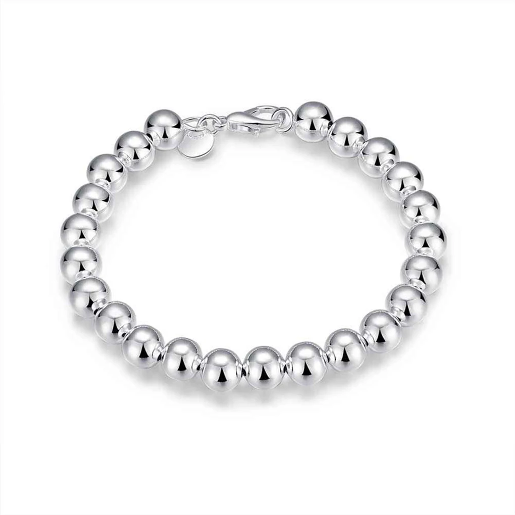 

Women's Silver Plated Roll Circle Ball Bead Bracelet with Solid Color For Party