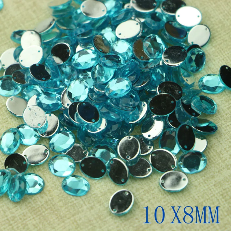 

50 pcs Diy hand-made blue acrylic hand-sewn drill flat 10X8mm garment accessories accessories