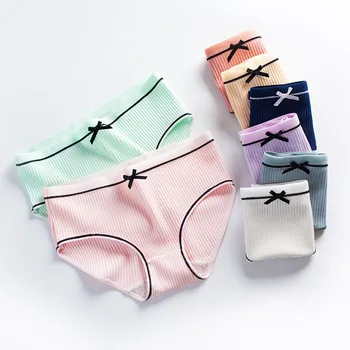 

CP090 2Pcs Plus Size Women Underwear Cute Bow Girls Panties Breathable Cotton Lingerie Underpants 11 Colors