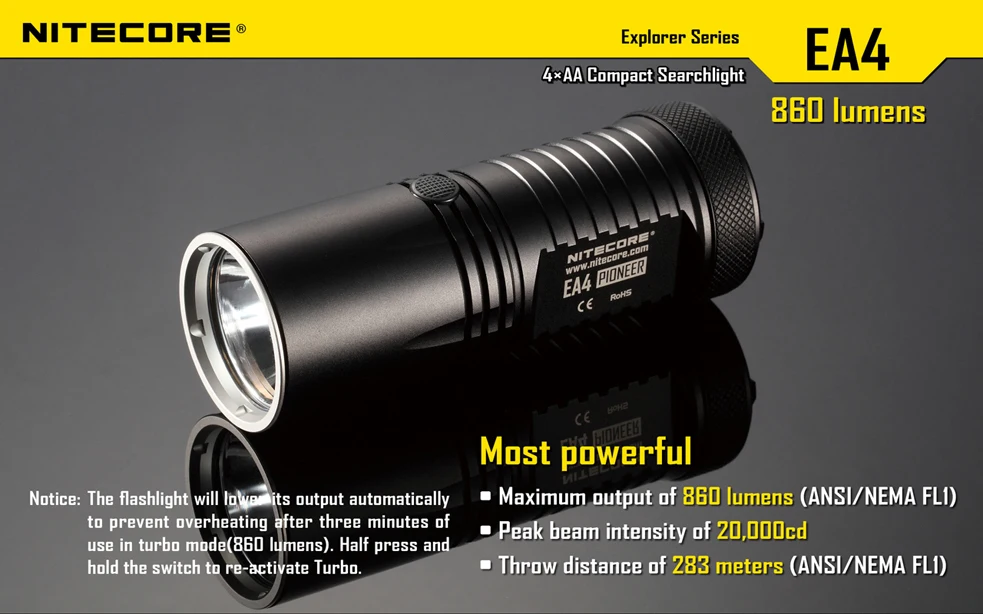 NITECORE EA4 LED flashlight CREE XM-L U2 860 Lumens 3 Mode Waterproof Rescue Search Torch | Лампы и освещение