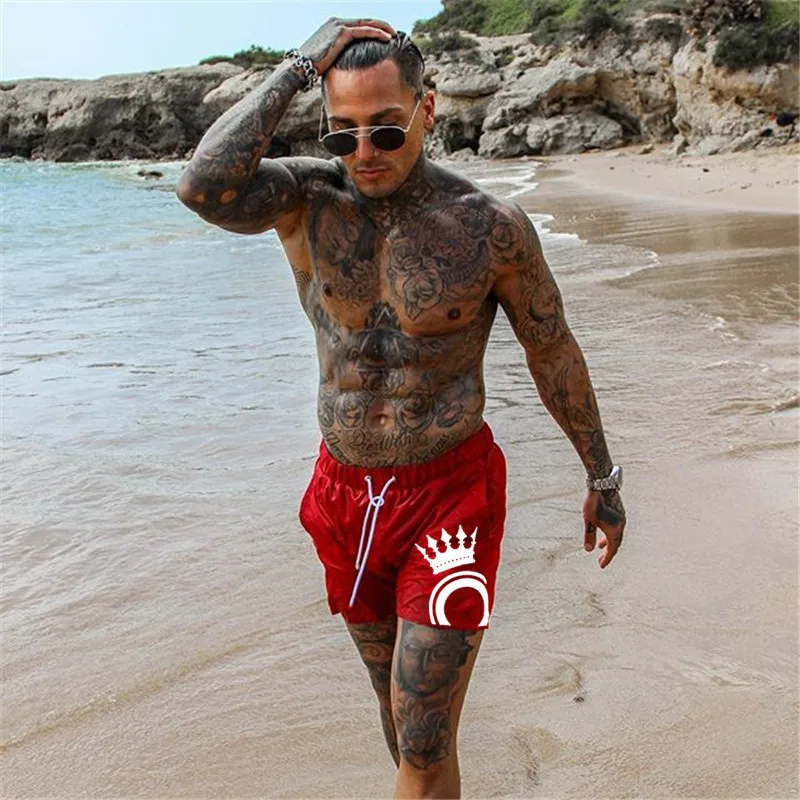 

2019 new men's fitness basketball shorts men's running quick-drying casual beach shorts