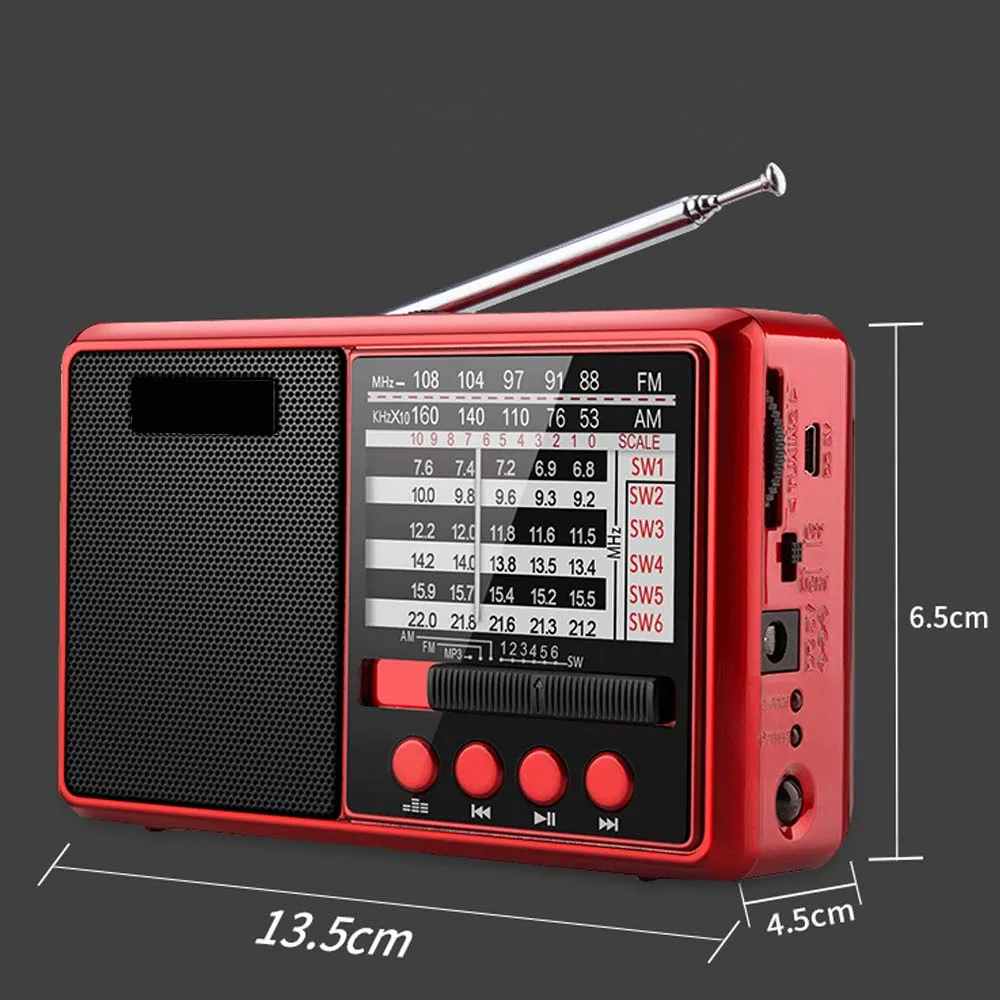 JINSERTA портативный FM/AM/SW радио многополосный Hi-Fi радио динамик с фонариком Поддержка TF карта/U диск наушники играть