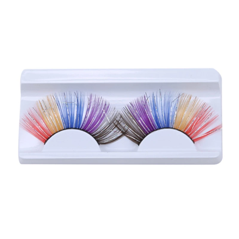

1Pair Colorful Feathers Glitter Makeup Eyes Lash New Exaggeration Beauty Stage False Eyelashes Women Party Make Up Maquiagem