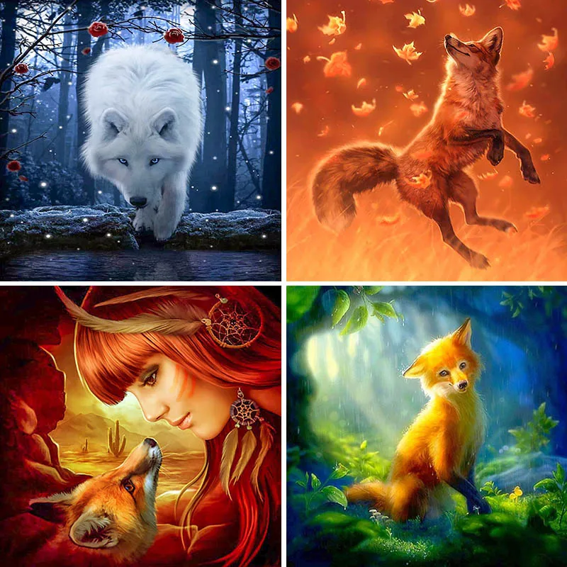 

Full Drill 5d Diy Diamond Painting Fox Animal Diamant Paint Cartoon Landscape Leaf Diamond Embroidery Girl Home Decor Gift X31