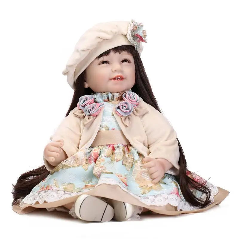 Vinyl silicone toddler doll toy play house dolls birthday gift for kids child 55cm cute high-end princess reborn girl baby dolls Vinyl silicone toddler doll toy play house dolls birthday gift for kids child 55cm cute high-end princess reborn girl baby dolls